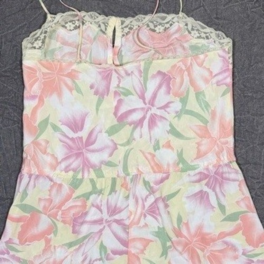 Vintage Victorias Secret Gold Label Floral Lace Romper Pink Yellow Medium - Picture 5 of 9